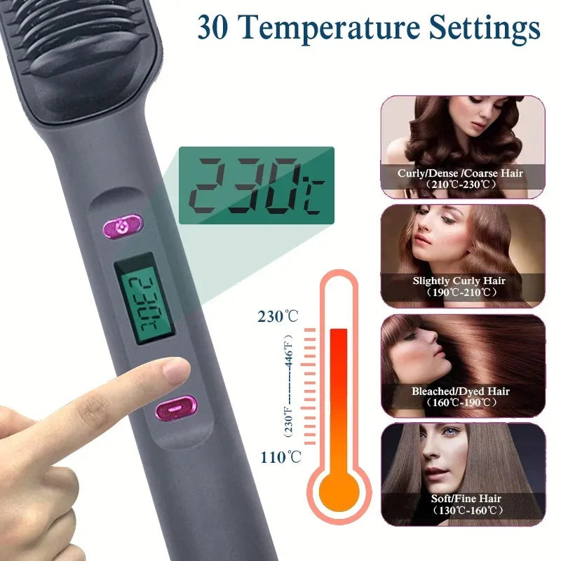 All-in-One Hot Comb & Straightener – Negative Ion Styling Tool for Frizz-Free Hair