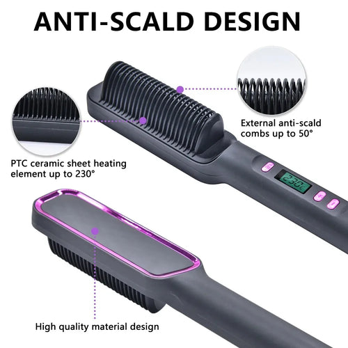 All-in-One Hot Comb & Straightener – Negative Ion Styling Tool for Frizz-Free Hair