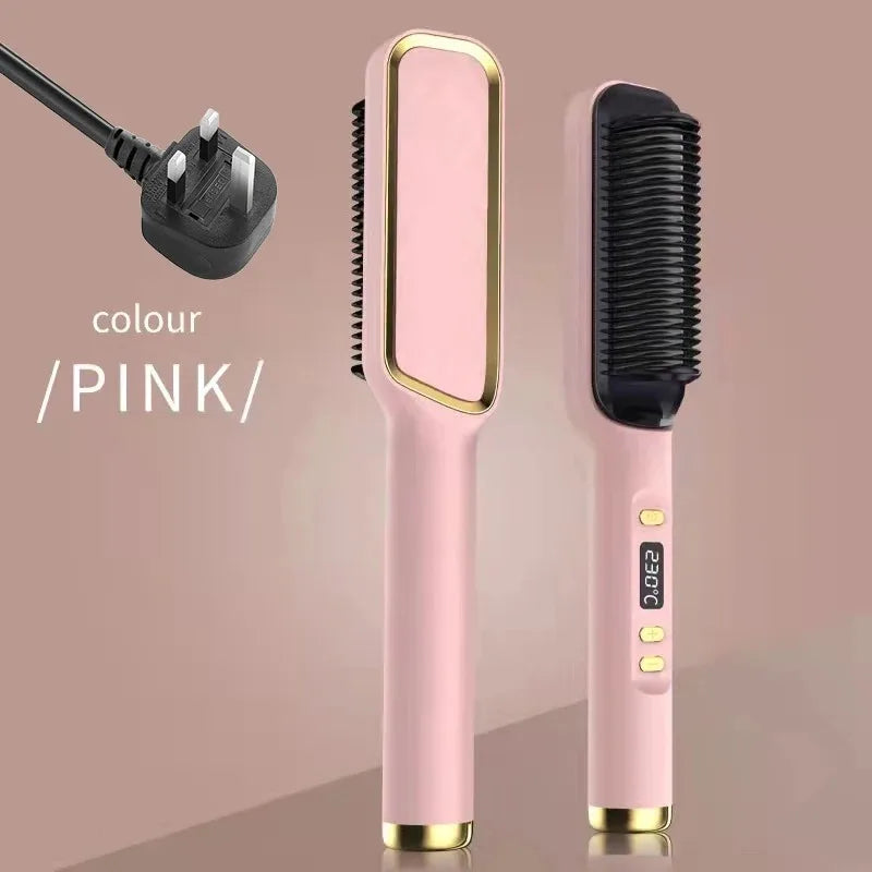 All-in-One Hot Comb & Straightener – Negative Ion Styling Tool for Frizz-Free Hair