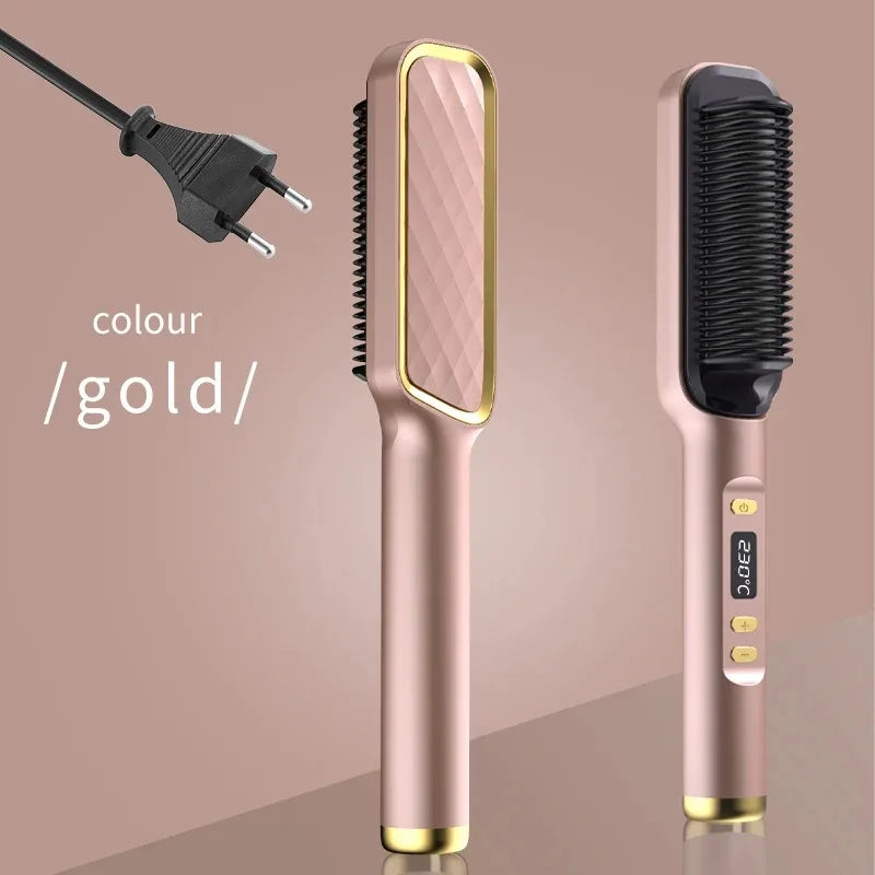All-in-One Hot Comb & Straightener – Negative Ion Styling Tool for Frizz-Free Hair
