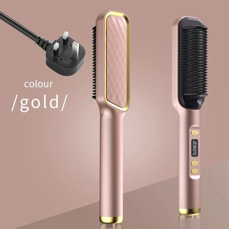 All-in-One Hot Comb & Straightener – Negative Ion Styling Tool for Frizz-Free Hair